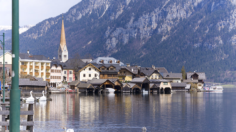 See, Dorf, Kirche, Alpen, Hallstatt